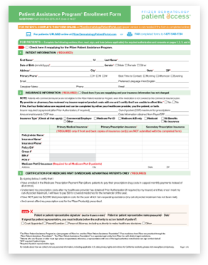 Pfizer Patient Assistance Program application