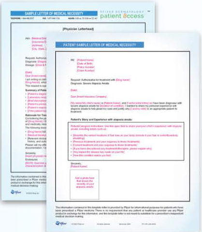 Pfizer Dermatology Patient Access™ appeals checklist Pfizer Dermatology Patient Access™ sample letter of medical necessity